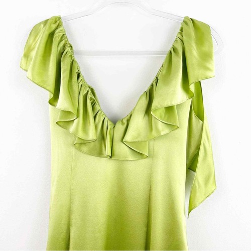 Neu Cinq á Sept Kleid Damen 4 grün Petunya Rüschen Seide Kaktusfeige - Bild 10 von 12