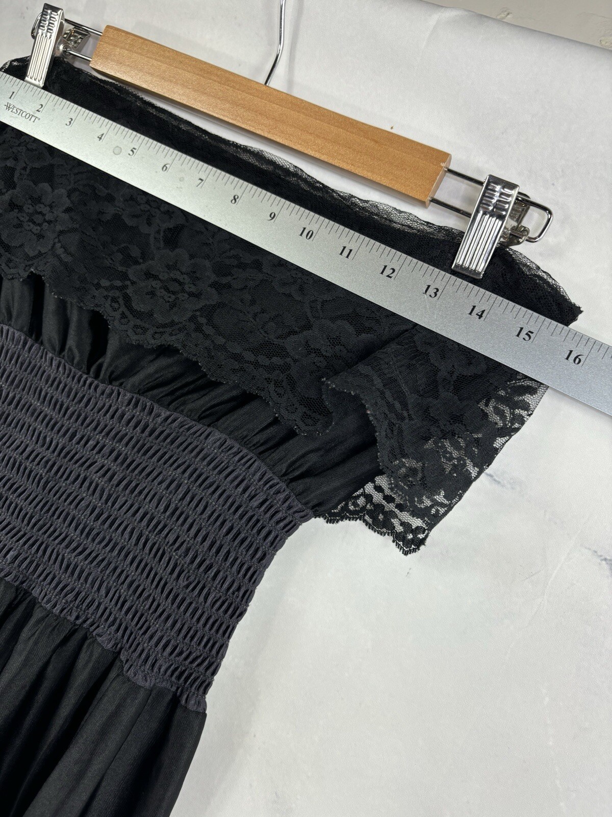 Vintage 80s Playsuit Jumpsuit M Black Whimsigoth Strapless smocked Goth Grunge