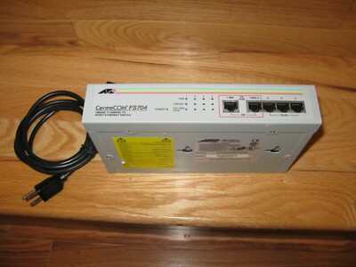 Allied Telesyn CentreCom FS704 10 Base-T 100 Base-TX 4 Port Ethernet Switch