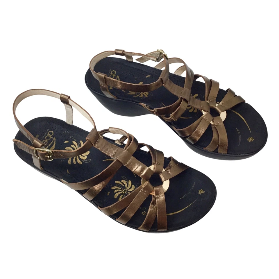 Abeo Sandals Bronze Gold Ring Strappy Gladiator Size 8 N Narrow Comfort Sandal - Image 2 of 4