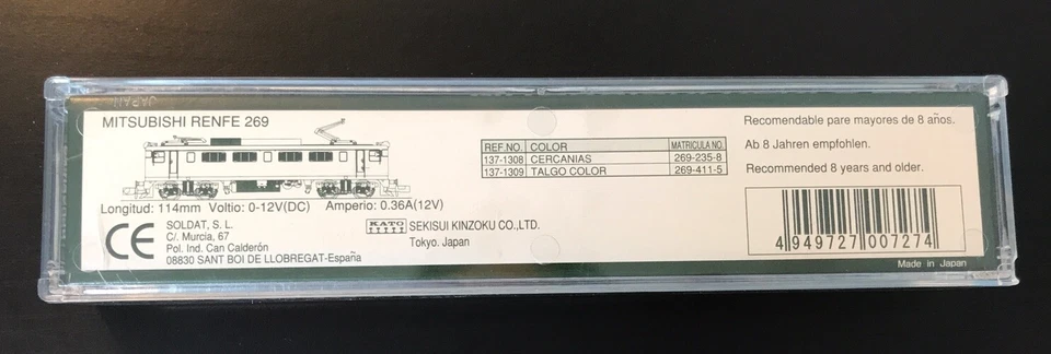 Kato N Scale Mitsubishi Renfe Electric Loco 137-1308, 269-235-8 Cercanias. NIB - Image 2 of 4