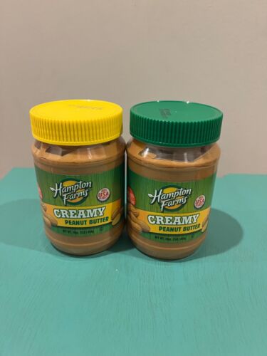 (2) Hampton Farms Creamy Peanut Butter 16oz per jar. FREE SHIPPING! - Afbeelding 1 van 4