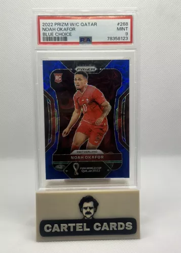 PANINI PRIZM WORLD CUP 2022 - NOAH OKAFOR ROOKIE /135 BLUE CHOICE PSA 9