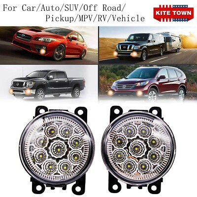 #ad Pair 9 LED Fog Lights For Fiat Honda Jaguar Lincoln Nissan Honda Subaru Suzuki $15.99