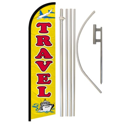 Travel Windless Banner Swooper Advertising Flag Pole Kit Travel Agency
