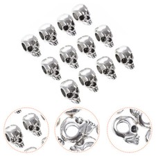 12Pcs Silver Skull Beads Sterling Outstanding Jewelry DIY Decoration