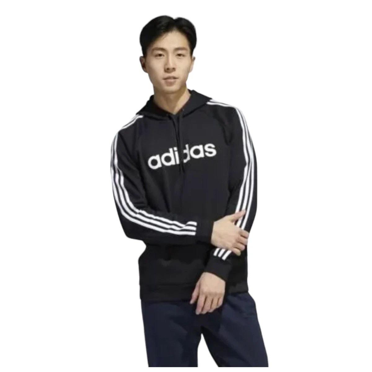Adidas three hotsell stripe pullover hoodie
