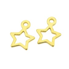 ❤ 50 x GOLD Plated OPEN STAR Charm/Pendant 14mm Jewellery Making UK Stock ❤