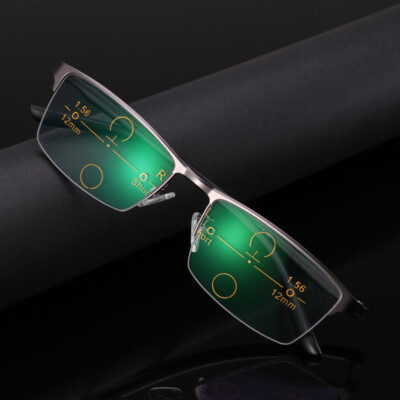 Transition Progressive Multifocal Reading Distance Glasses Near/Far Half Frame