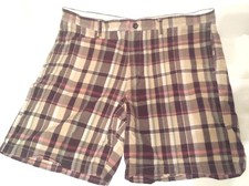 Chaps Men's Golf Casual Walking Shorts Size 40 Brown Tan Plaid Green Red White