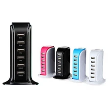 Smart Power 6 USB Colorful Tower for Every Desk at Home or Office charge any Gad