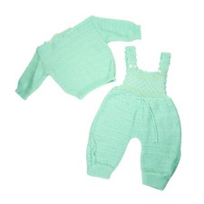 2-Piece Handmade Knit Baby Infant Outfit Set Matching Pullover Sweater Overalls