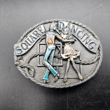 Vtg Western Square Dancing Belt Buckle 1986
