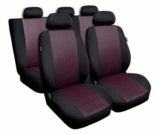 Full set of CAR SEAT COVERS Universal fit VW Golf charcoal grey / red - Picture 2 of 10