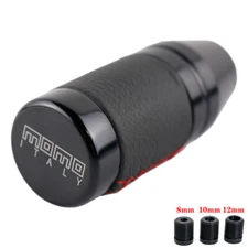 momo Black Aluminum leather Manual Gear Shift Knob Racing Shifter Lever Head