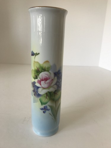 Jarrón de rosas pintado a mano de colección Lefton China #5203 y flores ""No me olvides - Imagen 9 de 11