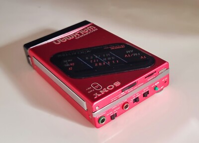 Rare Red Sony Recording Walkman WM-F203 working Excellent