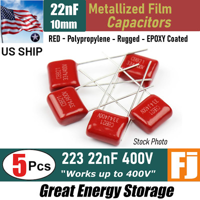5pcs 223 22nF 400V 10mm Metallized Polypropylene Film Capacitor | US Ship