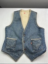 Vintage Levis Mens Vest Medium Blue Orange Tab Sherpa Trucker Jacket Denim