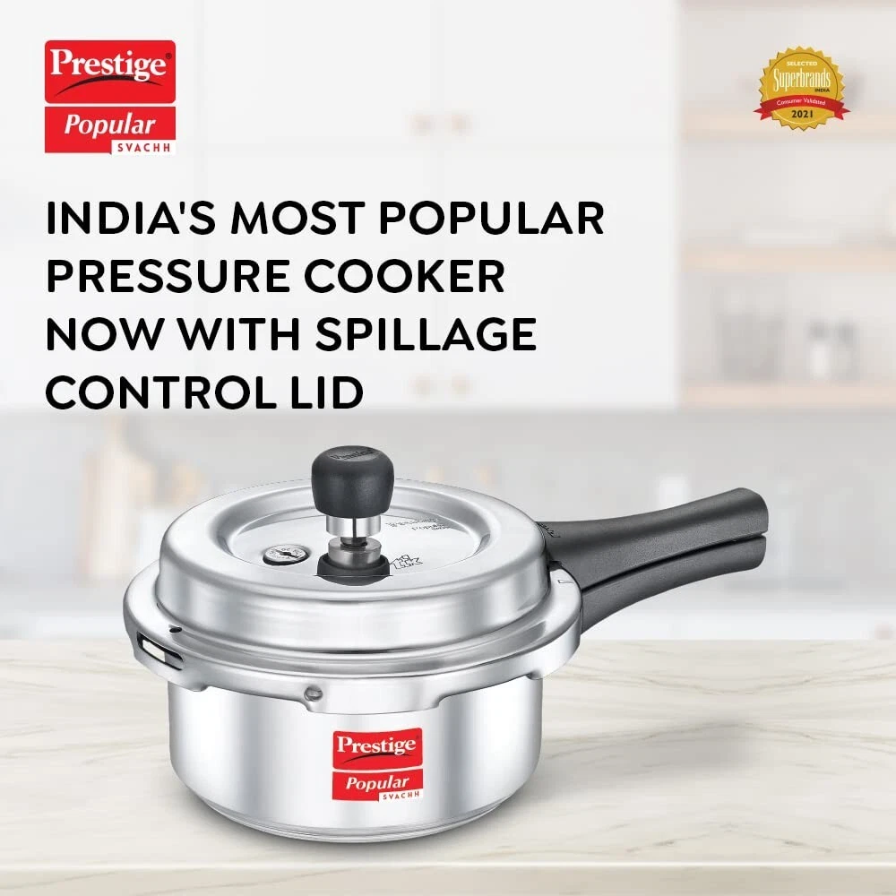 Prestige Popular Svachh Aluminium Outer Lid Pressure Cooker 2 Ltr