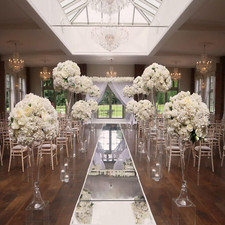 Silver Metallic Mirror Aisle Runner Dance Floor Carpet for Wedding 4 33 Ft, M...