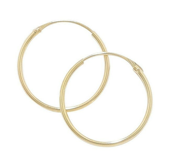 Oro Amarillo Articulado Pendientes de Aro 14mm Británico Hecho Quilate Criollo