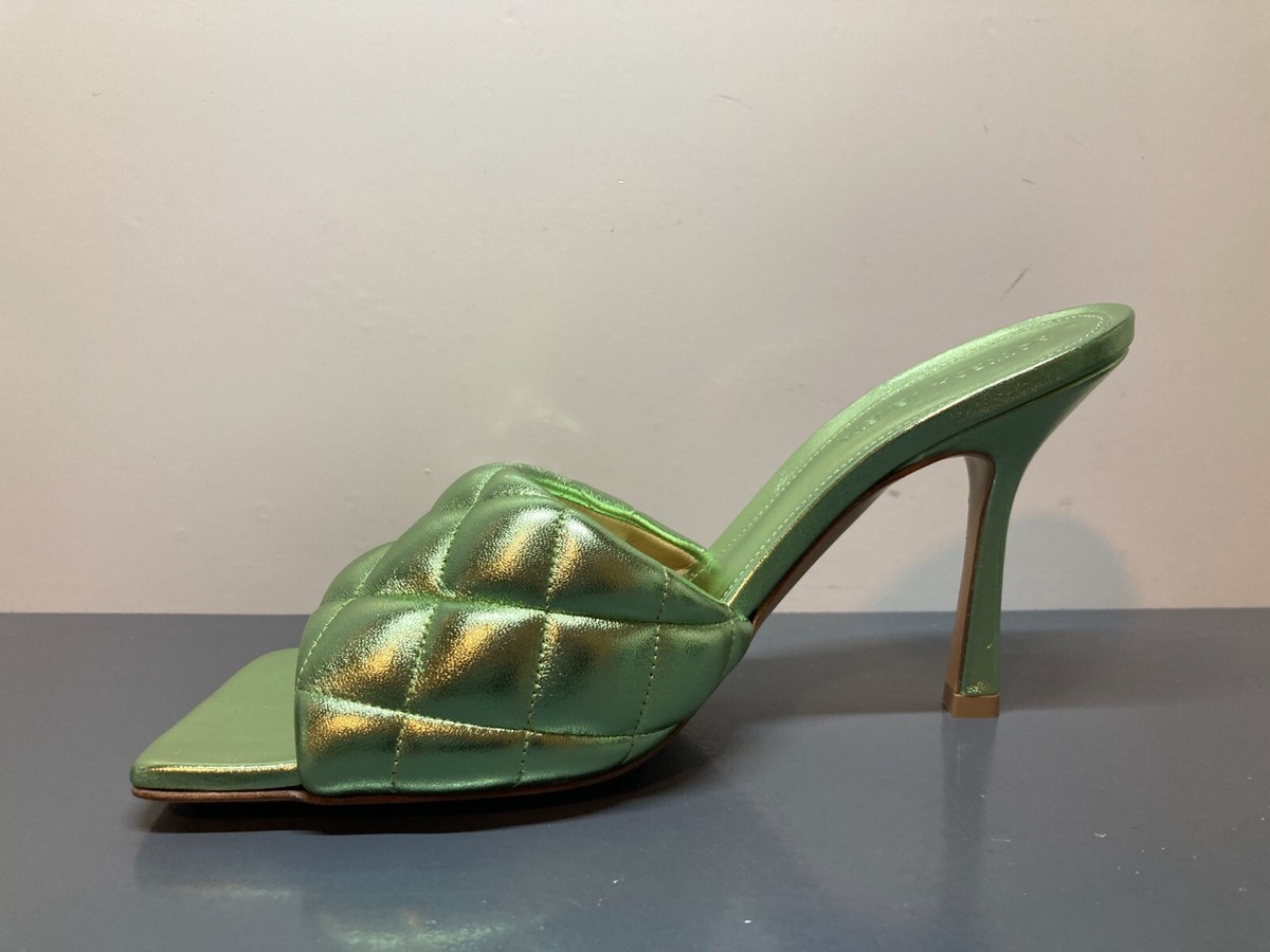 Bottega Veneta Shiny Pistachio Green Padded Leather Slide