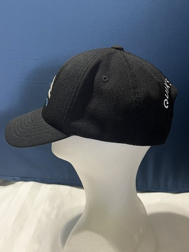 QUIKSILVER Hat Cap Men’s Black Snap back Surf Hat w/ White Logo Adjustable Cap - Picture 5 of 5