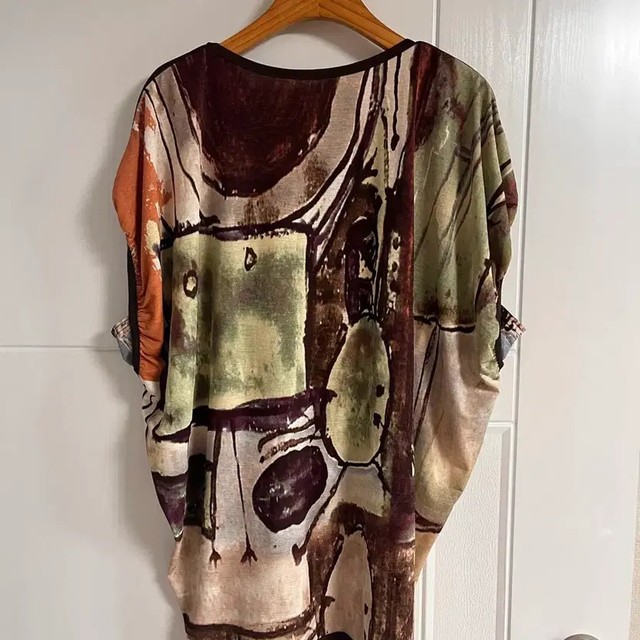 Japanese Vintage Short Sleeve Round Neck T-Shirt, Stretchy, Pre-Owned