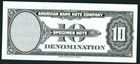 10 1929 ((CHOICE CU)) American Bank Note Company Denomination Test Specimen — photo 3