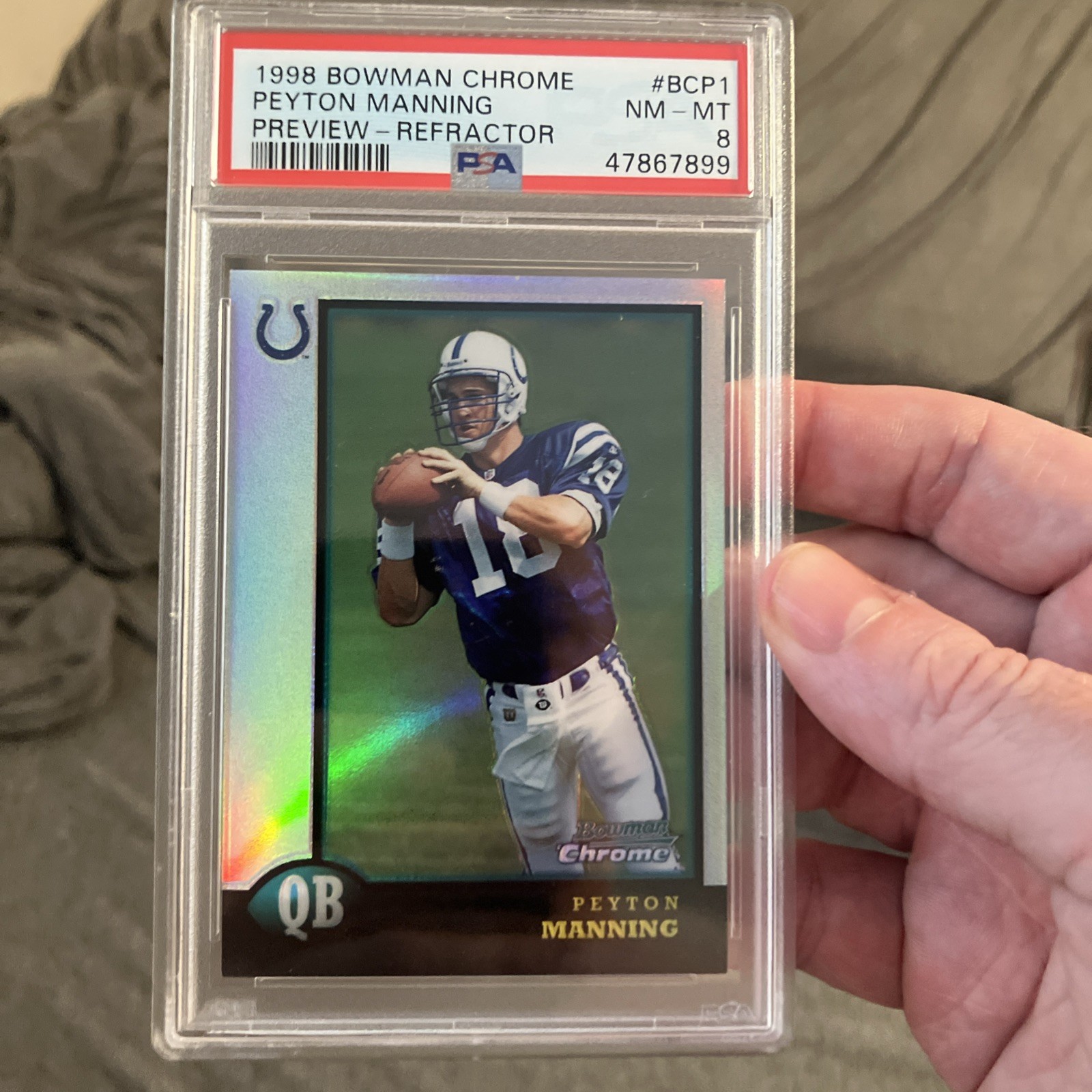 1998 Bowman Chrome Preview Peyton Manning Rc Refractor #BCP-1 PSA 8