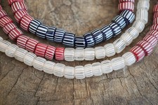 Antique Gooseberry Chevron Venetian Glass Beads 6-9mm African Tribal (1630G057)
