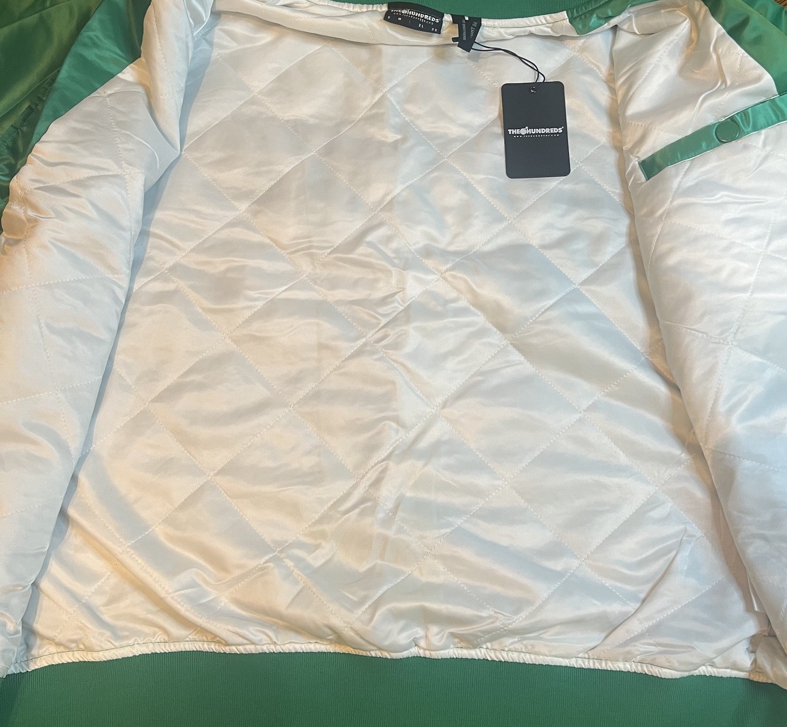 Jon & Vinny’s The Hundreds Collab Green Satin Bomber Jacket NWT $160 Retail Rare image 6