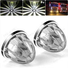 2x White LED Watermelon Lights Clearance Truck Trailer Strobe Side Marker Light