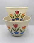 Vintage 1950's Fire King Oven Ware Tulip Milk Glass Nesting Bowls Set of 2!!!