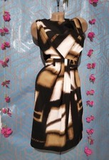 Soho Brown & White Women's Elegant Fitted Midi Dress Size 10