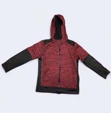 RUSSELL School or Play Black & Red Space Dye Hooded Jacket Boys Large 10-12