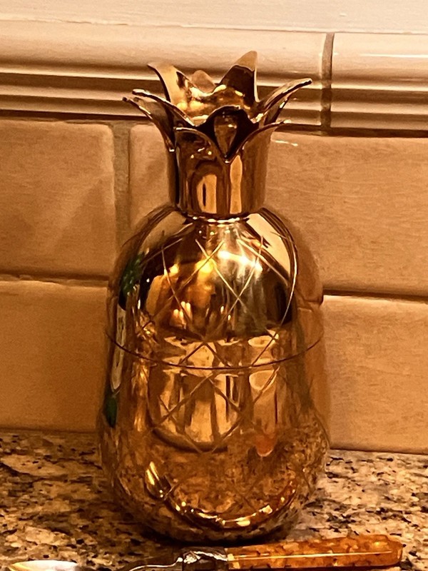 Pineapple Company Gold BRASS Outer 3 pc Cocktail Shaker CLEAN DTEEL INNER