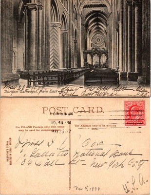 Valentines Series Durham Cathedral Nave East Postcard Posted 1934 Vintage