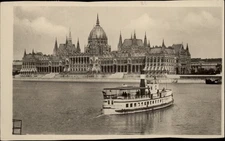 RPPC Hungarian Parliament Building Budapest Hungary vtg real photo postcard m325