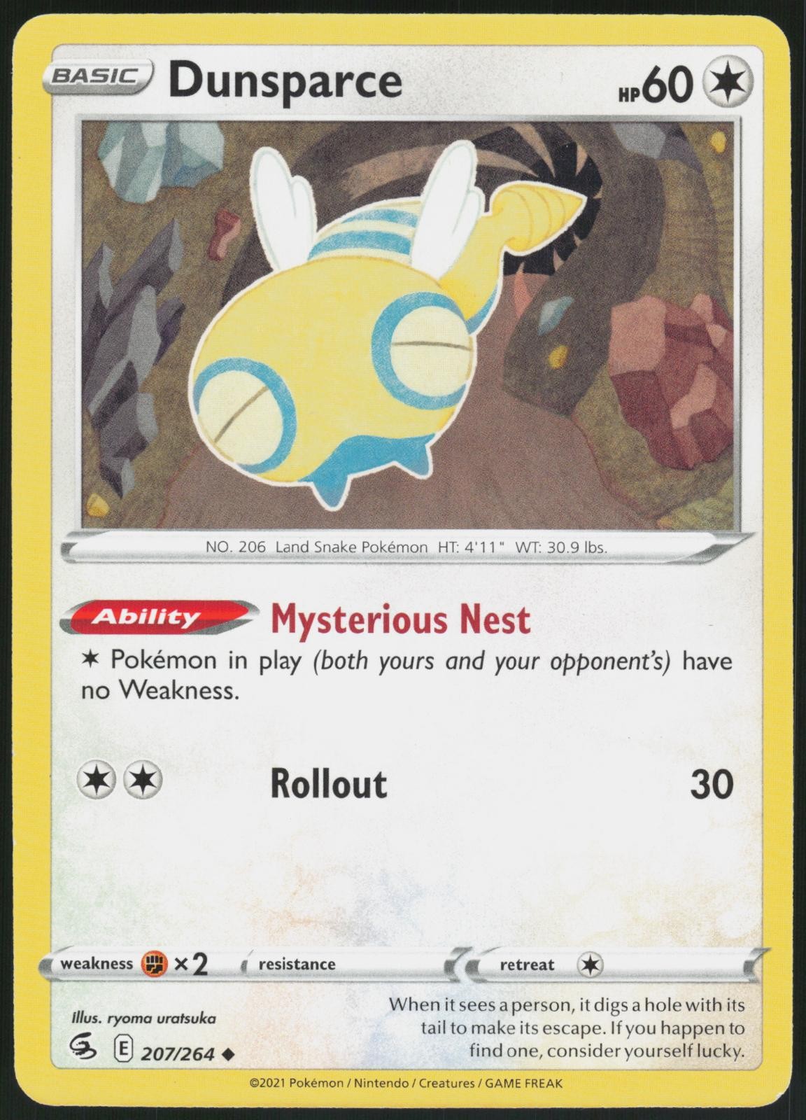 Dunsparce 207/264 Fusion Strike Uncommon Near Mint Pokemon TCG