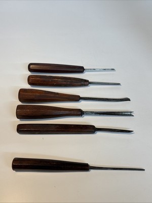 Antique Wood Carving Chisel Gouge Lot Addis Buck Bros Skelton 6 Pc