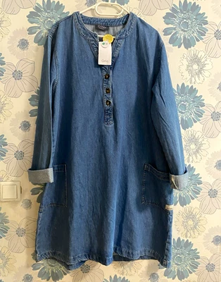 Gina Damen Jeanskleid Denim blau Gr. XL (46/48) Langarm, Rundhals Knöpfe - Bild 1 von 4