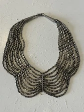 Vintage Silver Metal Gothic Multi Layer Collar Viking Costume Cosplay Necklace 