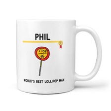 Personalised 'ANY NAME' World's Best Lollipop Man Gift Mug, Present for School