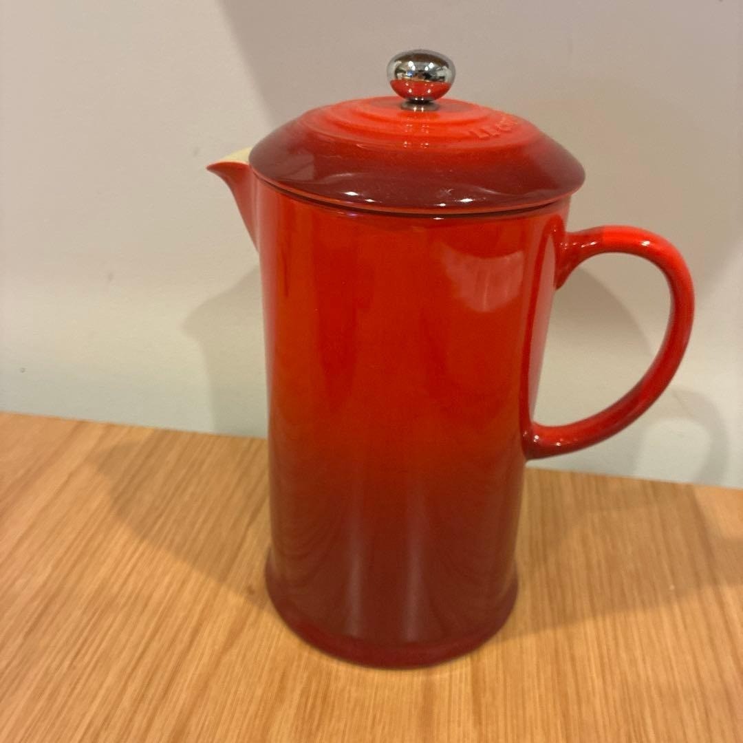Tea Pot Stoneware Cerise Red French Press Cafetiere New