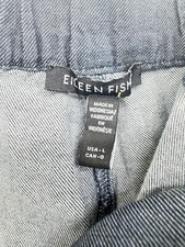 Eileen Fisher Organic Cotton Doubleweave Wide-Leg Pant - Denim Blue - Sz L