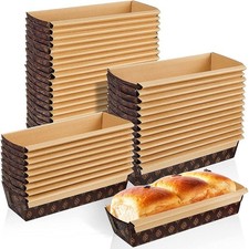 25Pcs Disposable Kraft Baking Wedding Bread Tray Loaf Pans Toast Box Cake Liner.