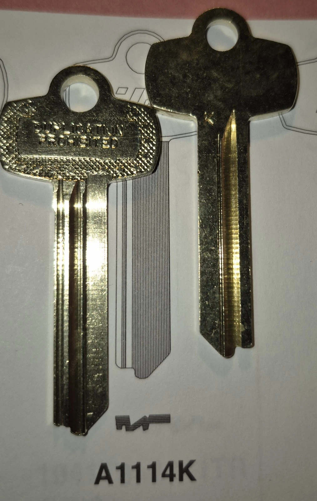 Best, A1114K, 1A1K1, 1114K, 114K Key Blank. Stamped "Duplication Prohibited." - product detail image 1