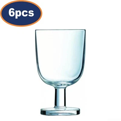 Drinking Glass Juice Water Set of 6 Stem Tempered Glass Clear Stemware Arcoroc